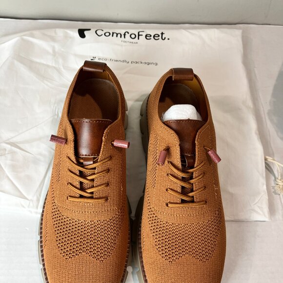 Men's Tan ComfoFeet Lightweight tie Oxford Size 9, NWOT - Picture 3 of 4
